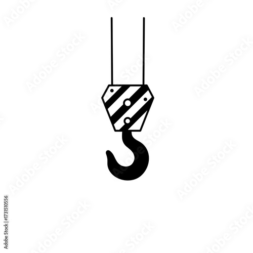 Simple Black and White Crane Hook Illustration
