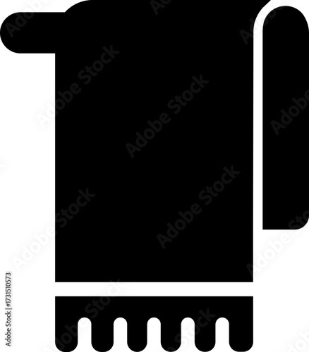 Black towel icon in flat and line style fabric vector symbol for hygiene, fitness, bath, spa and gym textile synonym graphic design pack