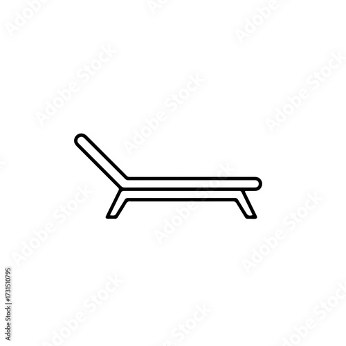 Minimalist line art of a beach chair, angled for relaxation and sunbathing