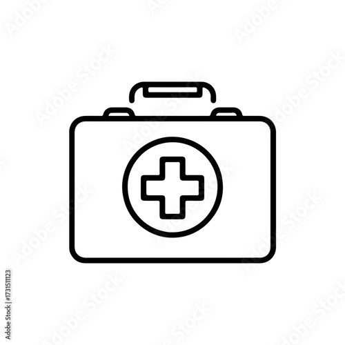 Minimalist First Aid Kit Outline with Central Medical Cross Symbol