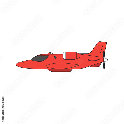Red Propeller Plane Illustration Depicting Aviation and Transportation Concepts