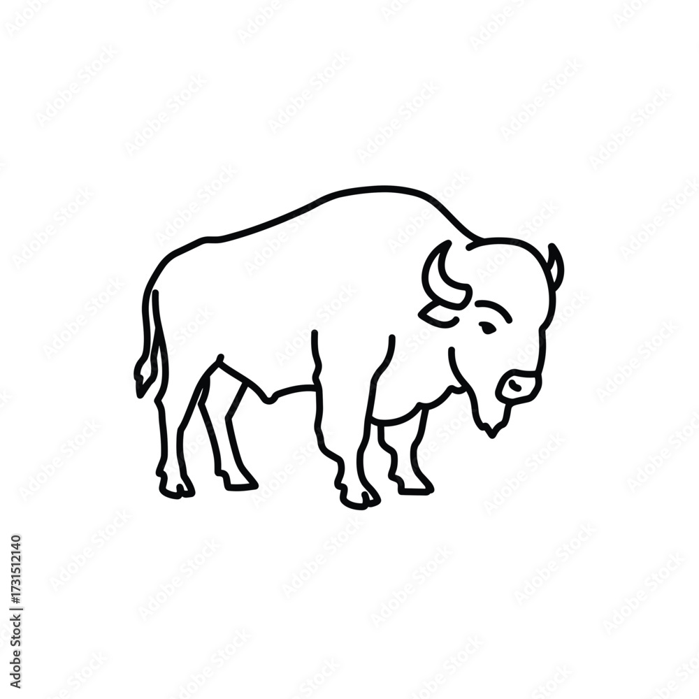 Obraz premium Simple Line Drawing of a Majestic Bison