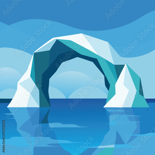 arctic glacier arch floating on sea .eps