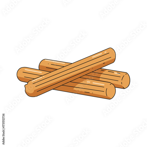 Three Golden Brown Churros, Crispy and Sweet Treat