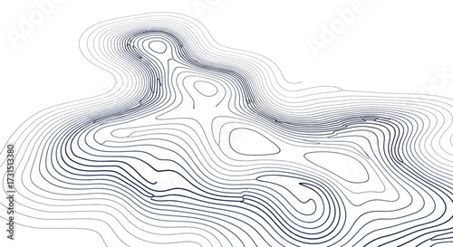Abstract Topographic Map Contour Lines and White Space