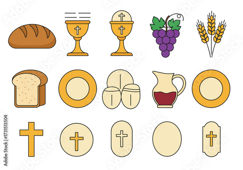 A cartoon illustration depicting eucharist or communion elements