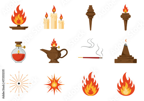 A collection of flame illustrations