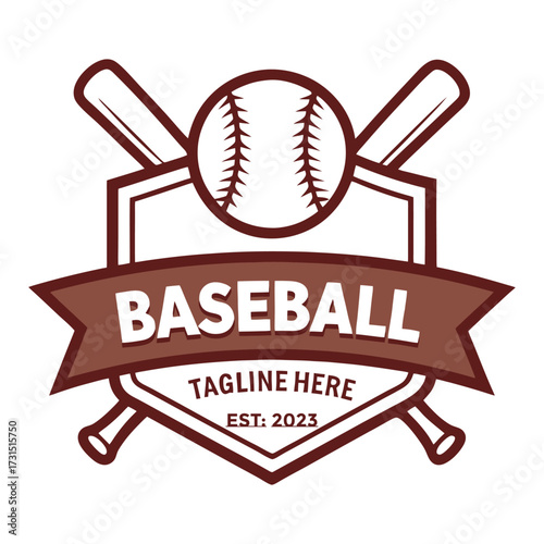Vintage baseball crest emblem with crossed bats and ball ready for your team 