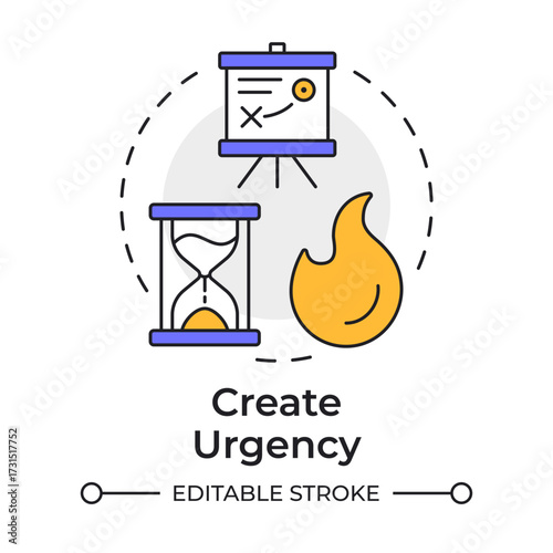 Wallpaper Mural Create urgence multi color concept icon. Importance of acting immediately. Kotter change management model. Round shape line illustration. Abstract idea. Graphic design. Easy to use in presentation Torontodigital.ca