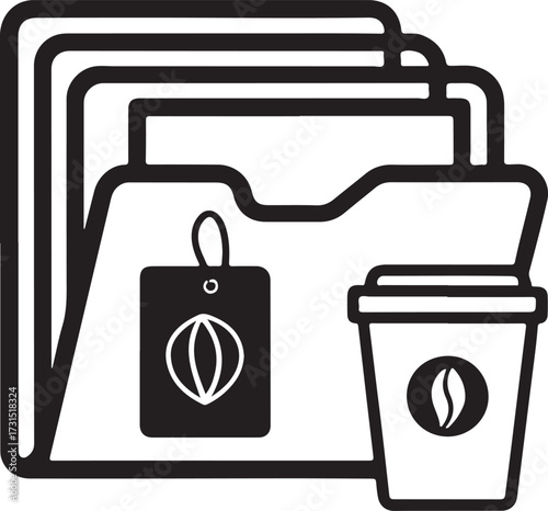 Office Coffee Break File Organization Icon