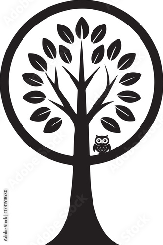 Tree of life with owl in circle logo