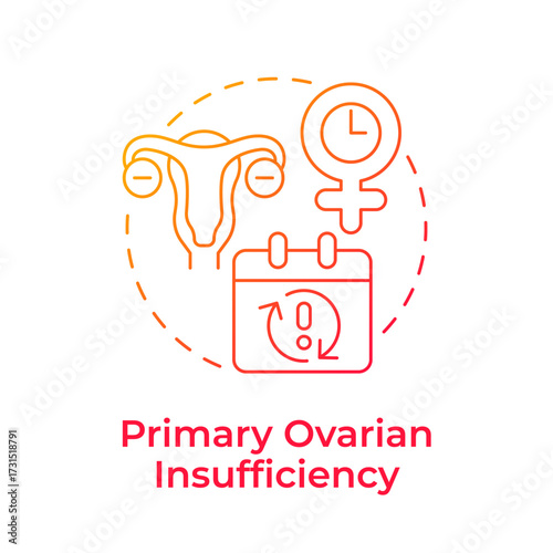 Primary ovarian insufficiency blue gradient concept icon. Irregular and absent periods. Cause of menopause. Round shape line illustration. Abstract idea. Graphic design. Easy to use in blog post