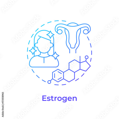 Estrogen blue gradient concept icon. Primary female sex hormone. Menopause treatment. Gynecological diagnostics. Round shape line illustration. Abstract idea. Graphic design. Easy to use in blog post