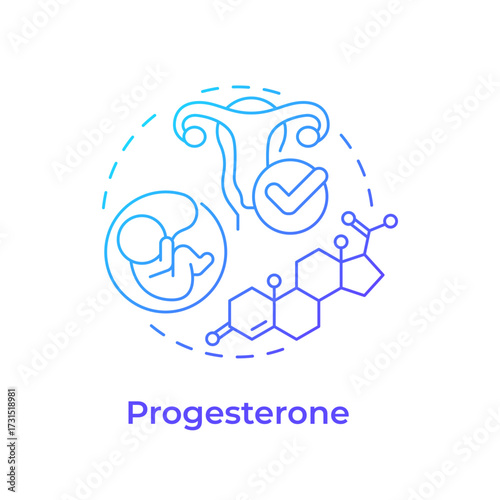 Progesterone blue gradient concept icon. Prepare uterus for pregnancy. Women health support. Menopause treatment. Round shape line illustration. Abstract idea. Graphic design. Easy to use in blog post
