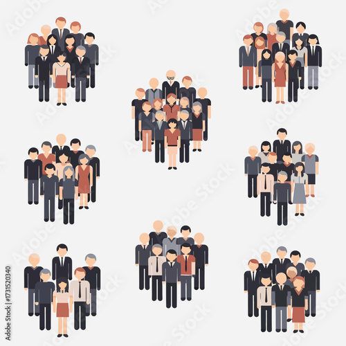 Diverse group of people standing together in a collaborative team meeting or community gathering
