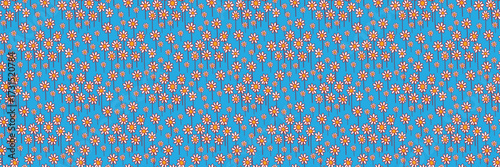 Wallpaper Mural Seamless cartoon daisy field pattern on vivid blue background Torontodigital.ca