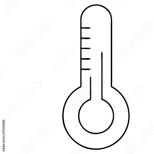 3d icon of simple line drawing of a thermometer, indicating temperature measurement