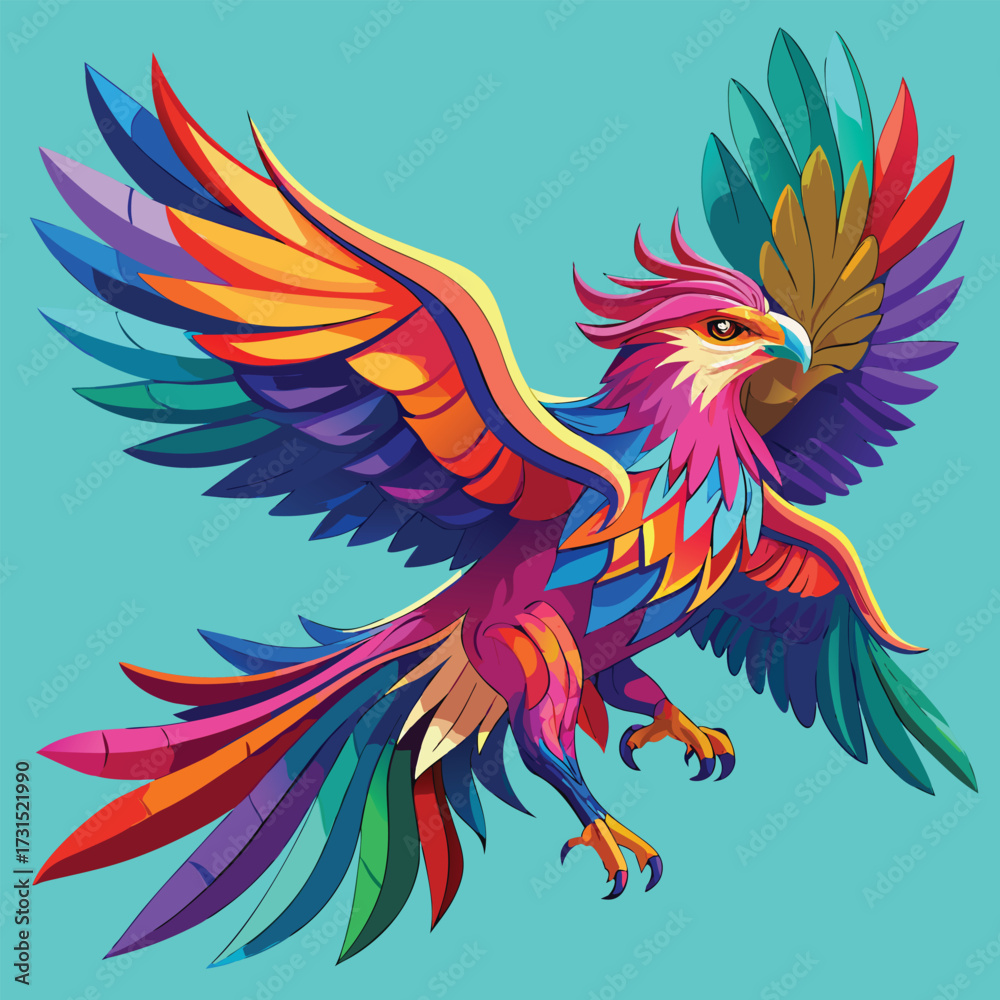 Obraz premium Multicolor Flying Eagle Vector Art Illustration For Freedom And Patriotic Concept