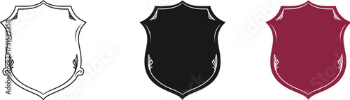 Set of decorative shield vectors heraldic emblem design elements isolated on a white background