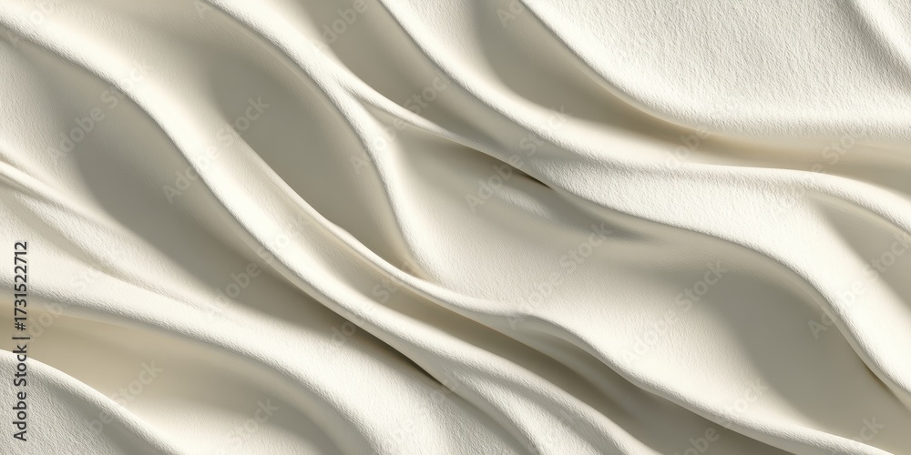 Obraz premium Luxurious Textile: Delicate folds of elegant, creamy-white silk ripple and flow, inviting the touch, hinting at comfort and luxury.