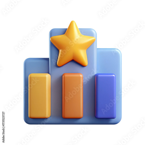 High quality photo of a 3d rendering of a podium with a star topper isolated on transparent background