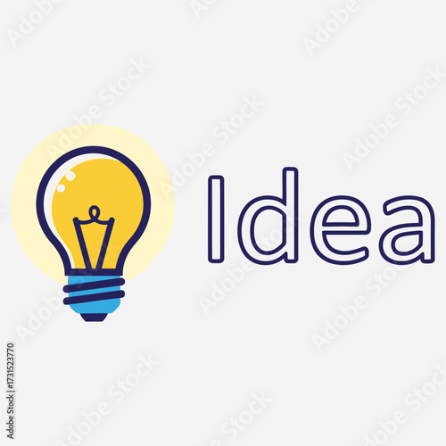 Vector graphic representing innovation and creative thinking with a glowing lightbulb symbol for business concepts and startup brainstorming sessions