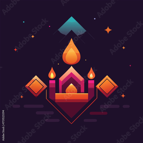 happy diwali typography in neon style with four sp.eps