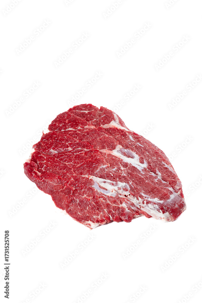 Obraz premium Fresh Raw Beef Brisket Cut Isolated on White Background