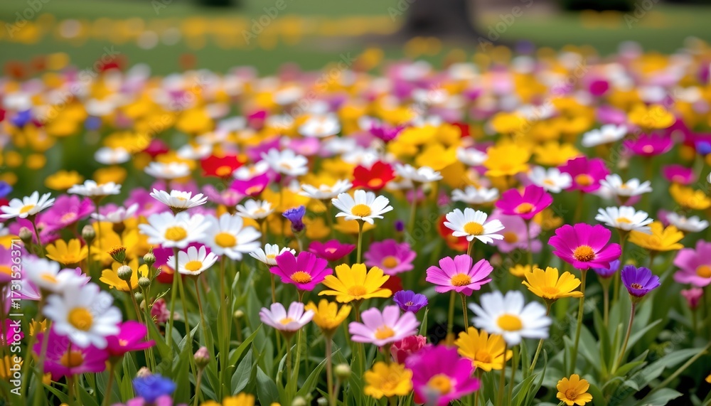 Obraz premium Colorful Wildflower Scene Sunlit Meadow