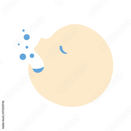 うがいをしている人のシンプルな横顔イラスト