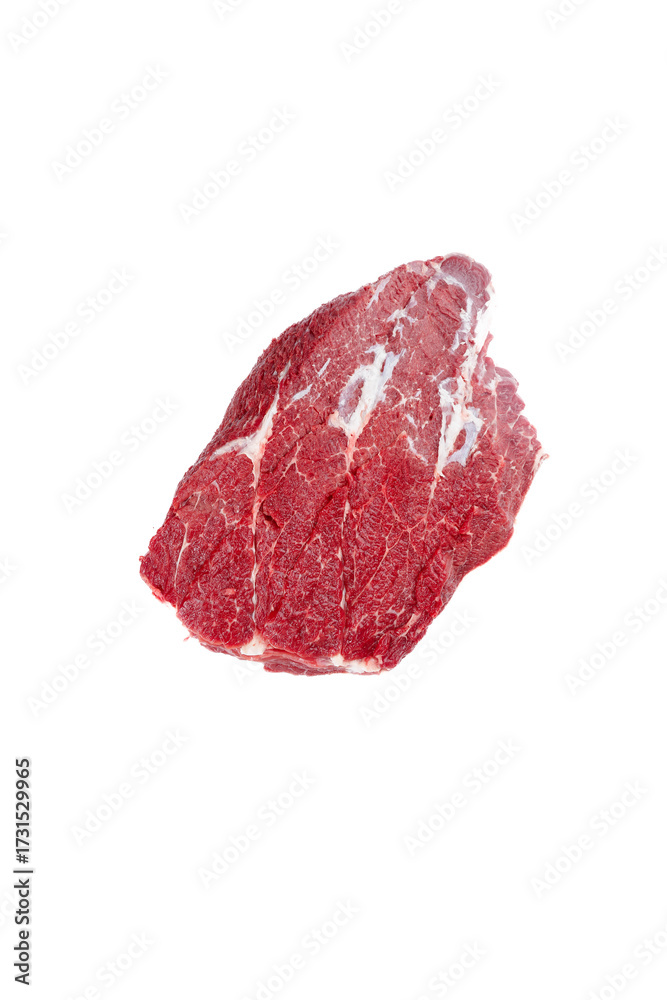 Fototapeta premium Raw Beef Brisket Cut with Marbling Isolated on White Background