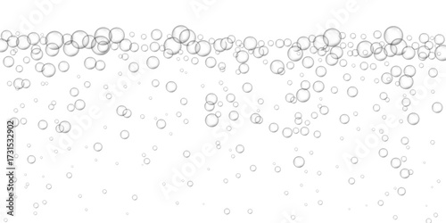 Vector fizz effect illustration. Soda bubbles background with transparency. Carbonated drink realistic texture