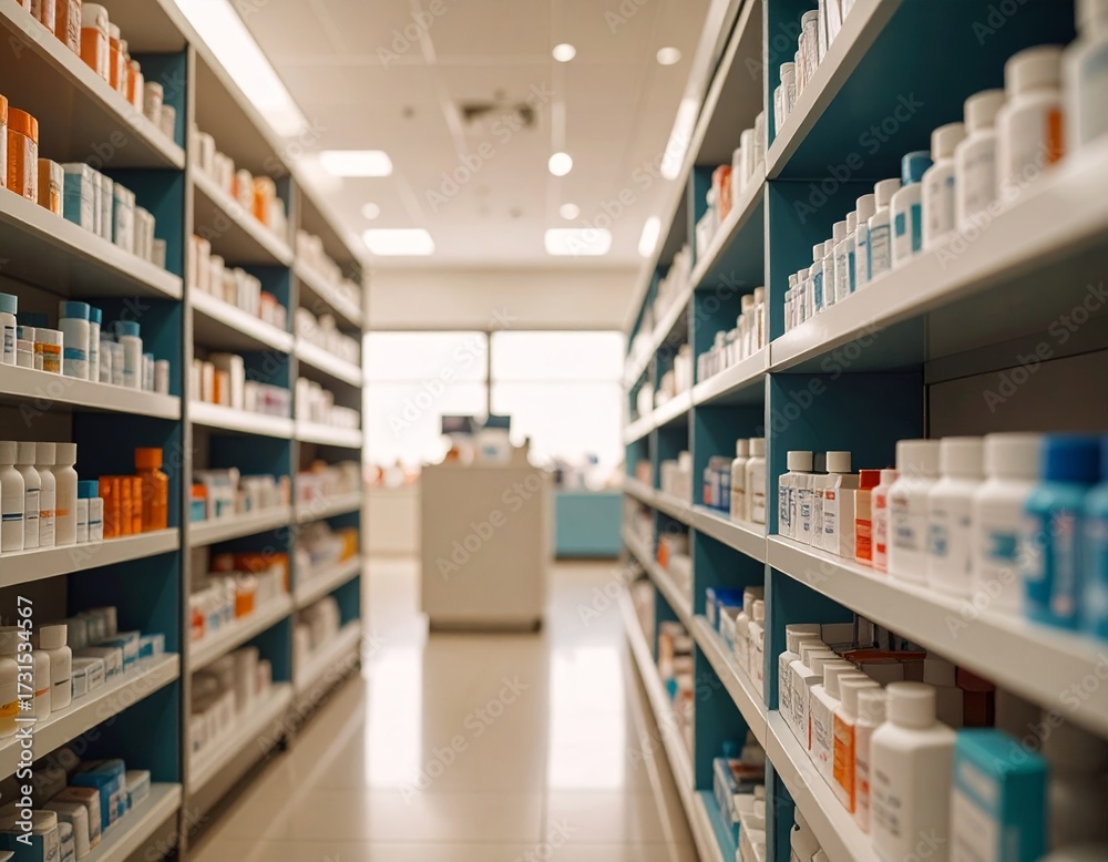 Fototapeta premium Medicine in shelves in commissioning machine in pharmacy