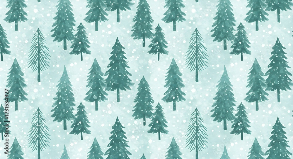Obraz premium Watercolor pine trees illustration with a snowy background for holiday season