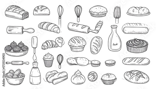 Hand-drawn bakery and pastry illustration