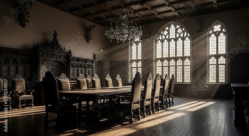 Step into history with this dramatic, sunlit medieval banquet hall, perfect for evoking power, tradition, and grand gatherings.
