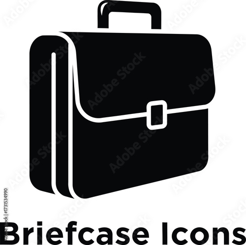 Classic black briefcase icon for business and professional use