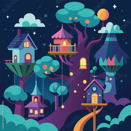 a magical dreamlike treehouse village  (1).eps
