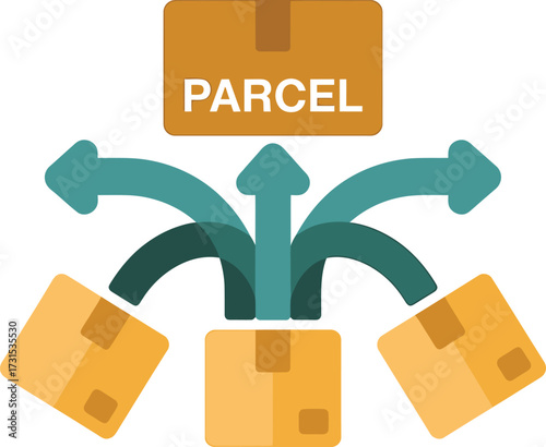 Parcel Delivery Route Distribution Network Diagram Logistics Shipping Concept Graphic