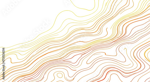 Abstract background with flowing yellow and orange topographic contour lines on a white canvas.