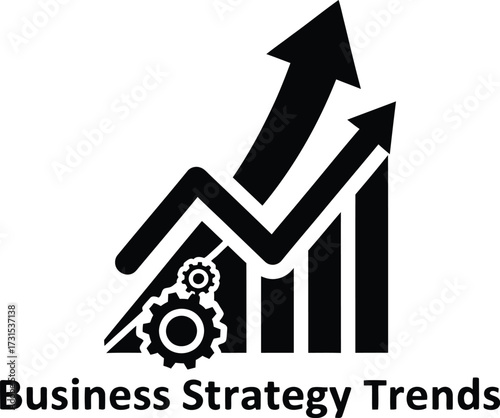 Business strategy trends upward growth and gears icon