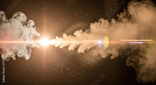 Captivating interplay of light and ethereal smoke forming dynamic abstract patterns visual impact