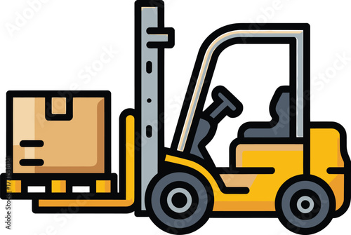 Forklift Lifting Cardboard Box Pallet Loader Transporting Cargo Logistics Service