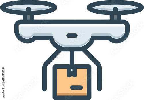 Delivery drone with package on transparent background vector illustration