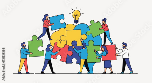 Teamwork collaboration and problem solving concept as business vision and strategy