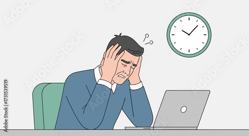 Stressed businessman with impending deadline feeling the pressure of work challenges