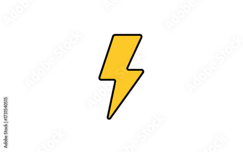 A simple yellow lightning bolt symbol with a black outline on a white background.