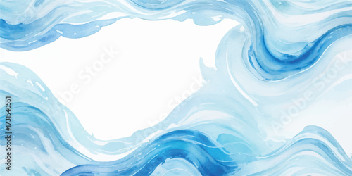 Abstract watercolor ocean scene with light blue hues and subtle gradients