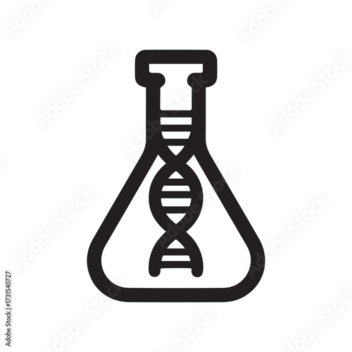 DNA Inside Erlenmeyer Flask Scientific Icon Design