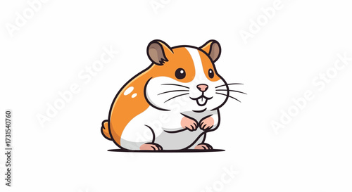 Adorable cartoon hamster with orange and white fur standing cutely on a white background